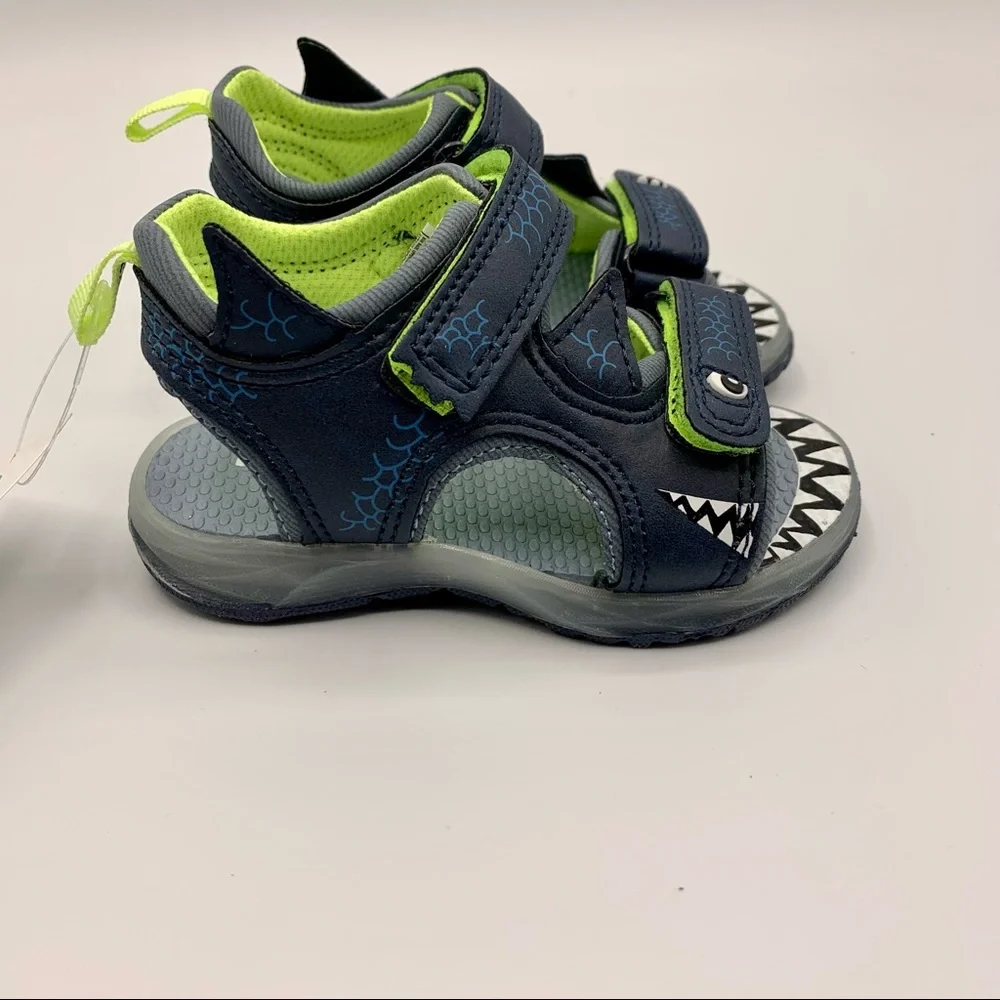 Carter’s Boys Blue Light Up Shark Sandals Toddler Size 5
